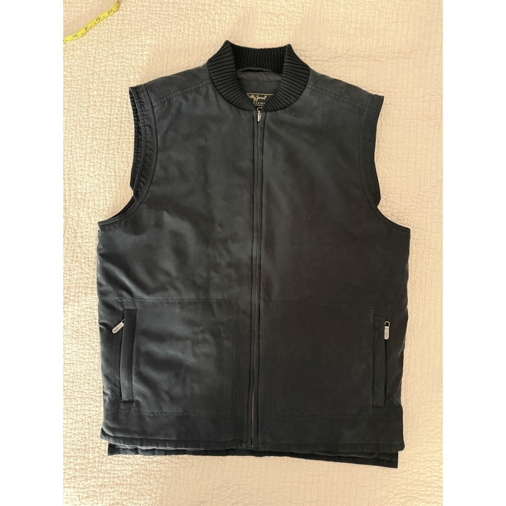 Bobby Jones Silk Golf Vest Mens M Black Water‎ Resistant Full Zip Vintage